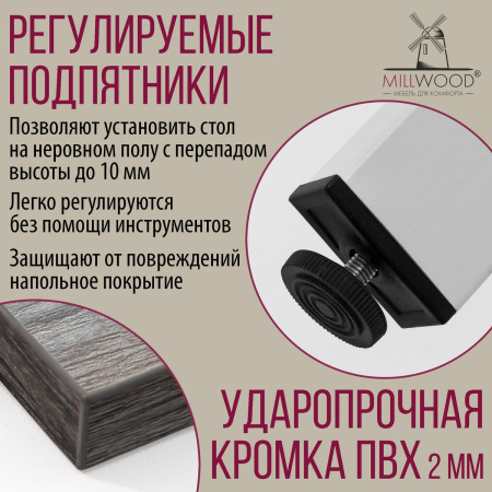 Стол Сеул (1000х600), ЛДСП Сосна пасадена / Металлокаркас Белый