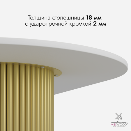 Стол Авиньон (1600х900) 18 мм, ЛДСП Белый \ Металлокаркас Золотой