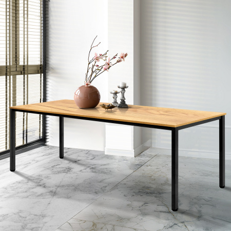 Стол Сеул (2000х800), ЛДСП Дуб золотой крафт / Металлокаркас Черный