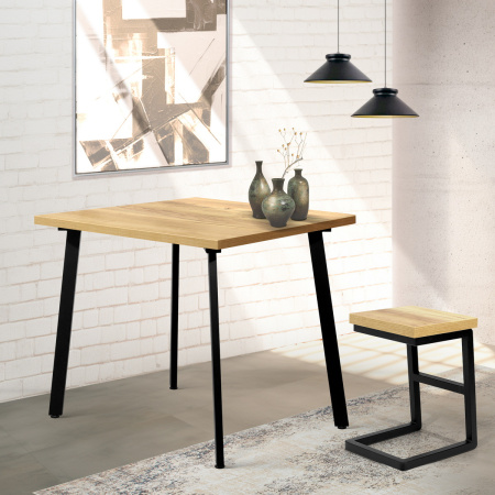 Стол Шанхай (900х900), ЛДСП Дуб золотой крафт / Металлокаркас Графит