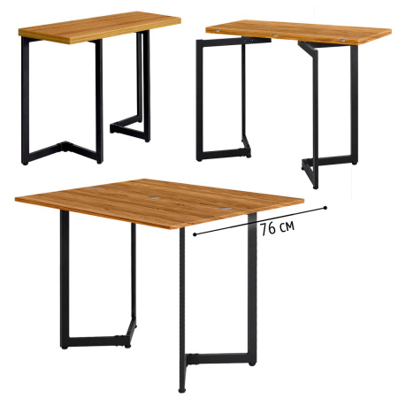 Стол-консоль Арлен 2, ЛДСП Дуб золотой крафт / Металлокаркас Черный