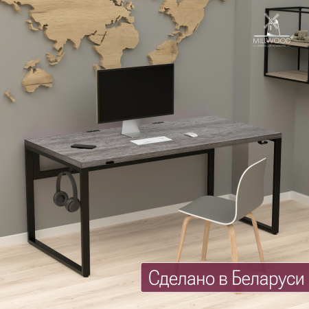 Стол Каир Смарт (1600х800) ЛДСП Сосна Пасадена \ Металлокаркас Черный