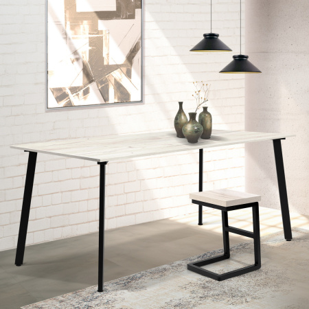 Стол Шанхай (1600х800) 18мм, ЛДСП Дуб белый крафт / Металлокаркас Черный Стол Шанхай (1600х800) 18мм, ЛДСП Дуб белый крафт / Металлокаркас Черный