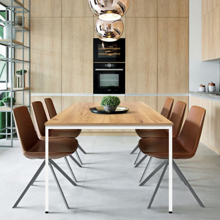 Стол Сеул (2000х800), ЛДСП Дуб золотой крафт / Металлокаркас Белый