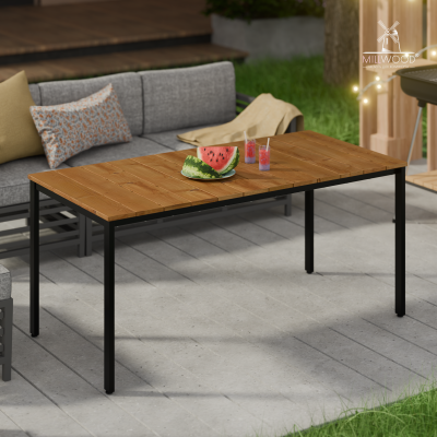 Стол Сеул Рустик (1650х800) Сосна коричневая \ Металлокаркас Черный