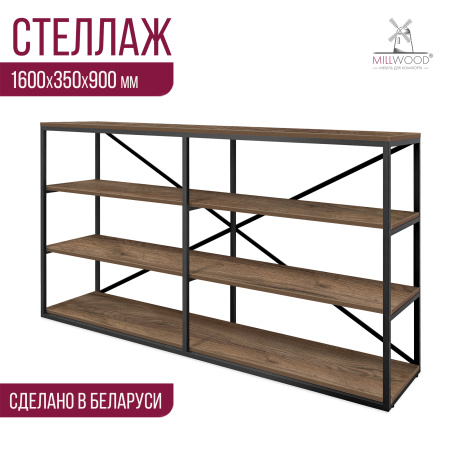 Стеллаж Лофт OR-1, ЛДСП Дуб табачный крафт / Металлокаркас Черный