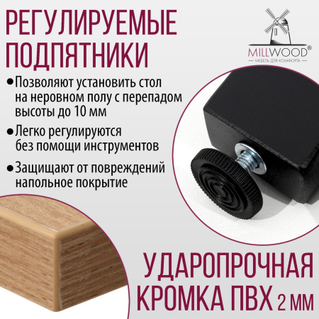 Стол Шанхай (1000х1000), ЛДСП Дуб золотой крафт / Металлокаркас Черный Стол Шанхай (1000х1000), ЛДСП Дуб золотой крафт / Металлокаркас Черный