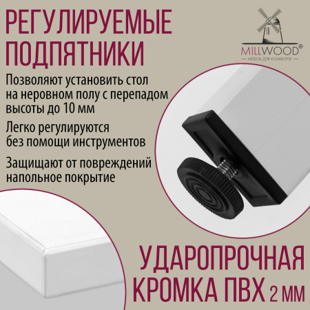 Стол Сеул (1000х600), ЛДСП Белый / Металлокаркас Белый