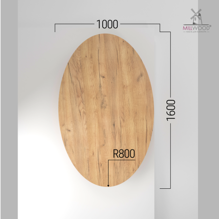 Столешница овальная 1800х1000х36, ЛДСП Дуб золотой крафт Столешница овальная 1800х1000х36, ЛДСП Дуб золотой крафт