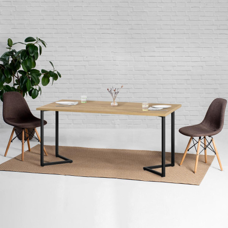 Стол Лондон (1600х800), ЛДСП Дуб золотой крафт / Металлокаркас Черный