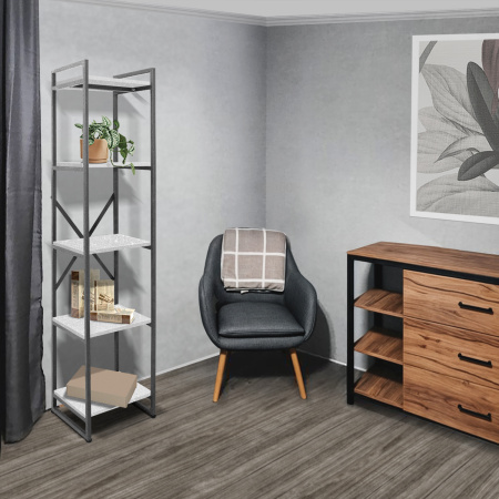 Стеллаж Лофт CH-2, ЛДСП Бетон / Металлокаркас Графит