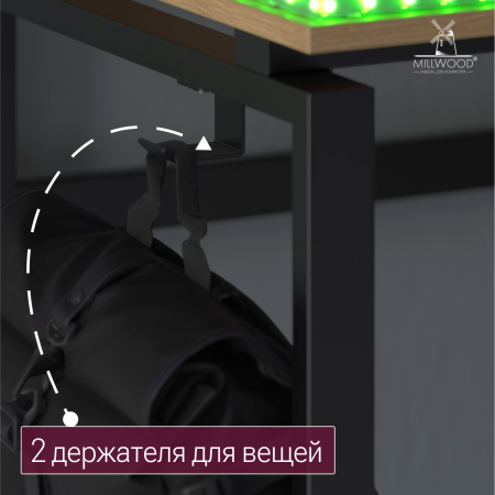 Стол Сиэтл с подсветкой (1400х700), ЛДСП Дуб золотой крафт \ Металлокаркас Черный