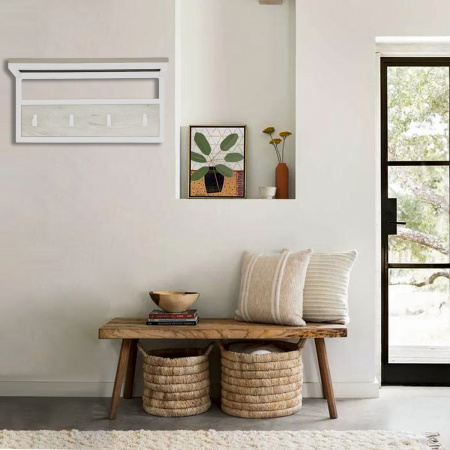 Вешалка для верхней одежды Сканди 3, ЛДСП Дуб белый крафт / Металлокаркас Белый