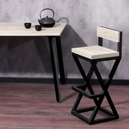 Стул полубарный Вена 2, ЛДСП Дуб белый крафт / Металлокаркас Графит