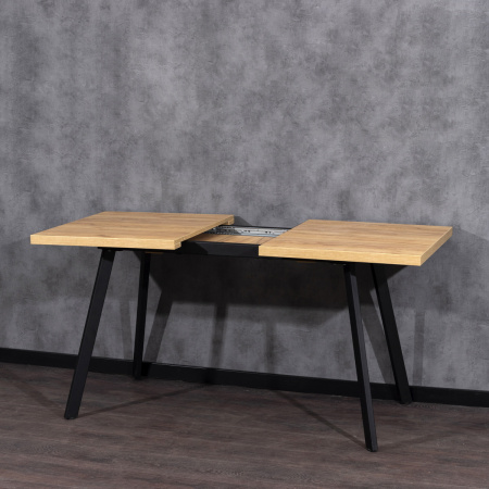 Стол Ванкувер раздвижной (1200/1520х700), ЛДСП Дуб золотой крафт / Металлокаркас Черный