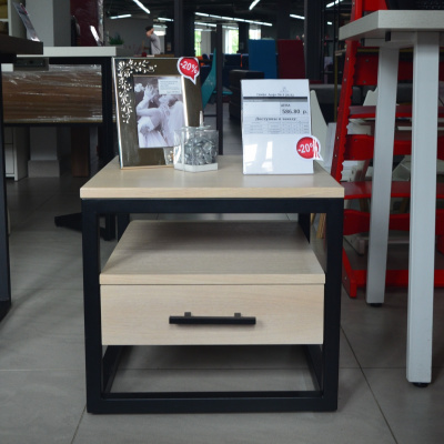 Тумба Лофт ТМ3, Дуб Беленый \ Металлокаркас Черный (ликвидация)