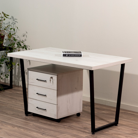 Тумба офисная подкатная с замком, ЛДСП Дуб белый крафт