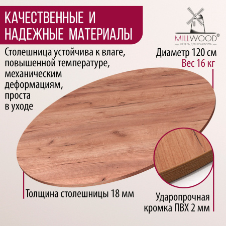 Столешница D1200х18, ЛДСП Дуб табачный крафт