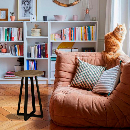 Журнальный стол Лофт СТ-4, ЛДСП Дуб табачный крафт / Металлокаркас Черный