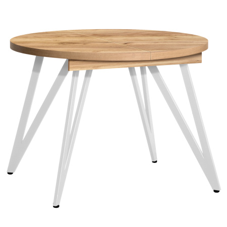 Стол раздвижной Женева 3 (D1000/1400х1000), ЛДСП Дуб золотой крафт / Металлокаркас Белый