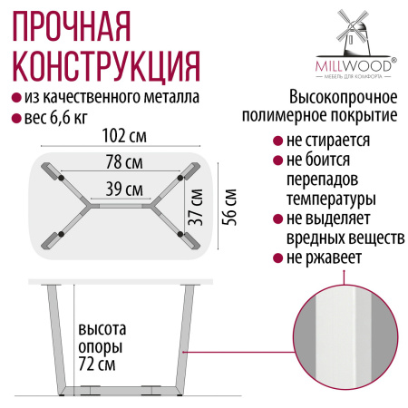 Опора Мюнхен 1200х700, Металлокаркас Белый Опора Мюнхен 1200х700, Металлокаркас Белый