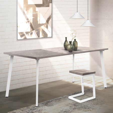 Стол Шанхай (1600х800), ЛДСП Бетон / Металлокаркас Белый