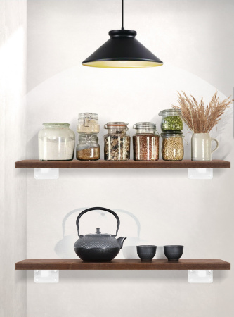 Настенная полка с кронштейном (700х200х68) (меб.щит), Дуб Темный / Металлокаркас Белый