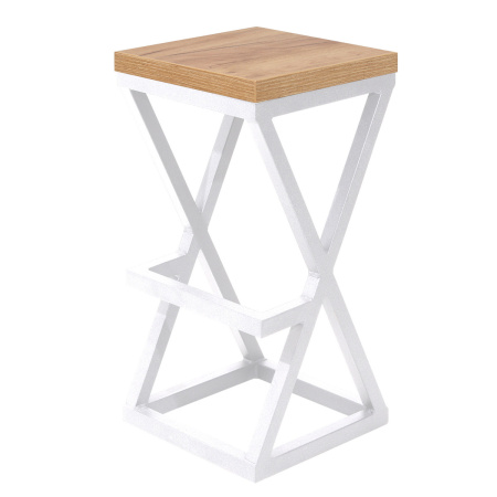 Стул барный Вена 3, ЛДСП Дуб золотой крафт / Металлокаркас Белый