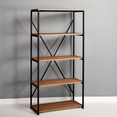 Стеллаж Лофт СН-1, ЛДСП Дуб табачный крафт / Металлокаркас Черный