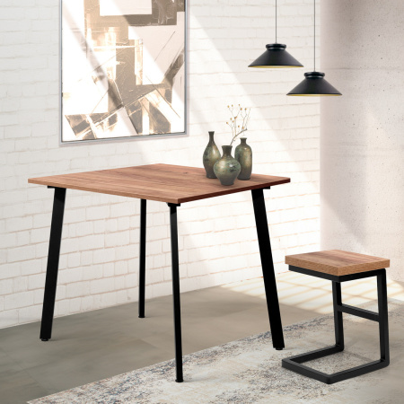 Стол Шанхай (900х900) 18мм, ЛДСП Дуб табачный крафт / Металлокаркас Графит