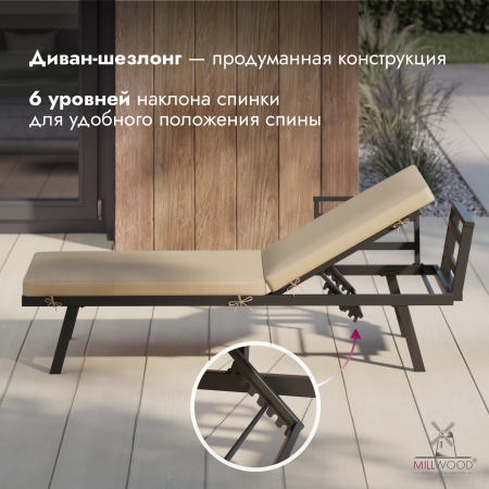 Диван садовый Анталия, Ткань Бежевый Оксфорд \ Металлокаркас Черный