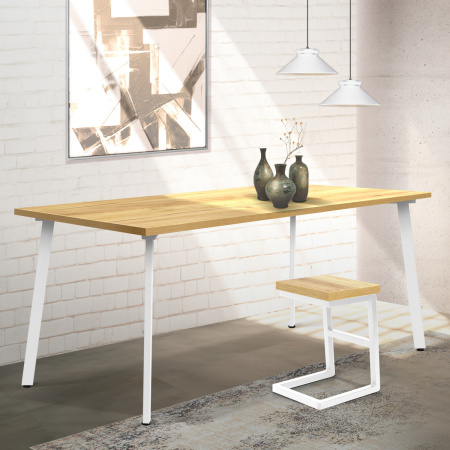 Стол Шанхай (1600х800), ЛДСП Дуб золотой крафт / Металлокаркас Белый Стол Шанхай (1600х800), ЛДСП Дуб золотой крафт / Металлокаркас Белый