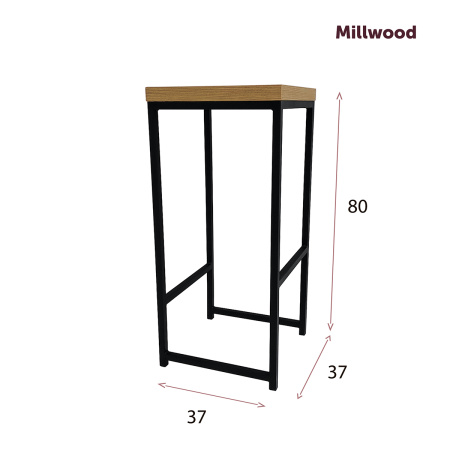 Стул барный Крокс, ЛДСП Дуб золотой крафт / Металлокаркас Черный