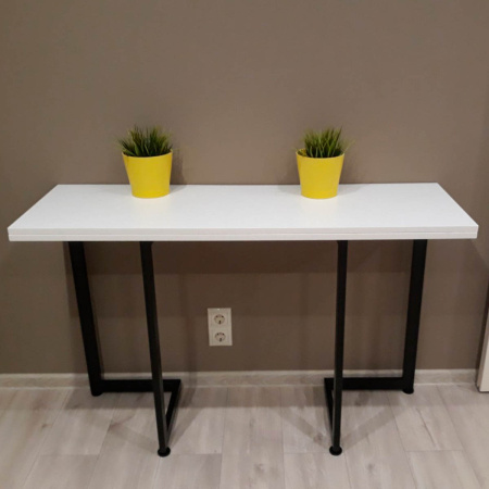 Стол-консоль Арлен 3, ЛДСП Белый / Металлокаркас Черный