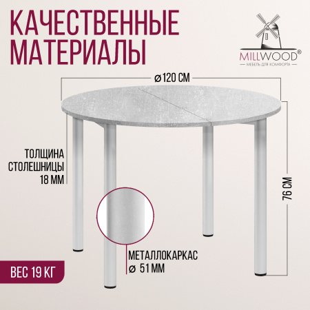 Стол-консоль Далис 3, ЛДСП Бетон / Металлокаркас Белый