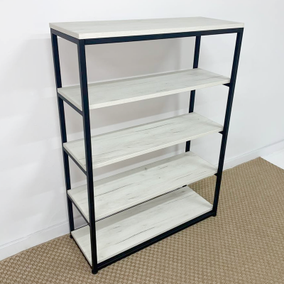 Стеллаж Лофт CH-5 (800х300х1100мм), ЛДСП Дуб белый крафт / Металлокаркас Белый