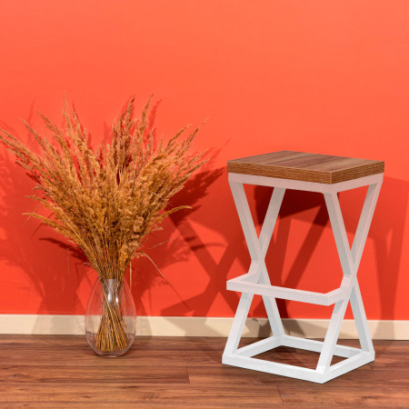 Стул барный Вена 3, ЛДСП Дуб табачный крафт / Металлокаркас Белый Стул барный Вена 3, ЛДСП Дуб табачный крафт / Металлокаркас Белый