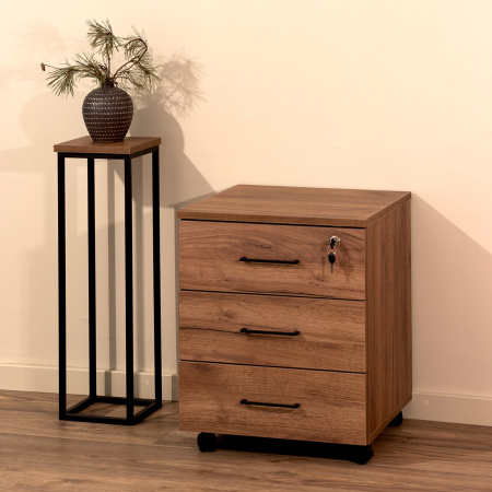 Тумба офисная подкатная с замком, ЛДСП Дуб табачный крафт