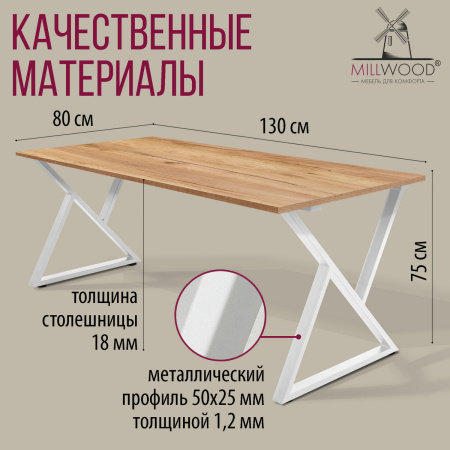Стол Дели (1300х800) 18мм, ЛДСП Дуб золотой крафт / Металлокаркас Белый Стол Дели (1300х800) 18мм, ЛДСП Дуб золотой крафт / Металлокаркас Белый