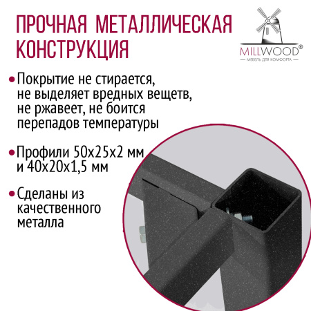Опора для стола Сеул 1800х800, Металлокаркас Графит