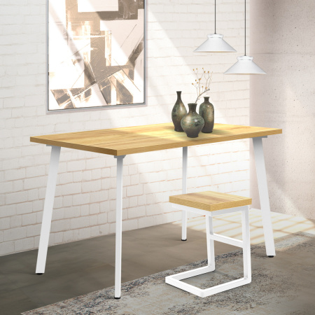 Стол Шанхай (1200х700), ЛДСП Дуб золотой крафт / Металлокаркас Белый