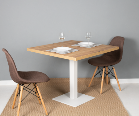 Стол Хельсинки (900х900), ЛДСП Дуб золотой крафт / Металлокаркас Белый