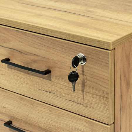 Тумба офисная подкатная с замком, ЛДСП Дуб золотой крафт