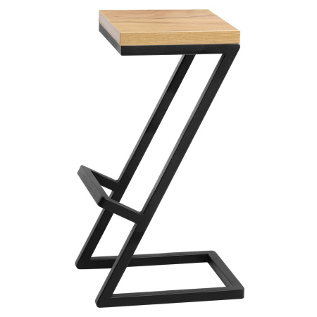 Стул барный Бран 2, ЛДСП Дуб золотой крафт / Металлокаркас Черный