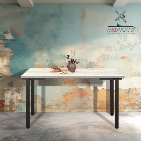 Стол Прага (1300х800), ЛДСП Дуб белый крафт / Металлокаркас Черный