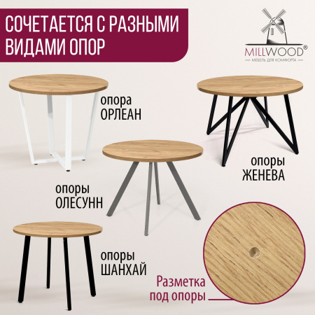 Столешница D800х36, ЛДСП Дуб золотой крафт