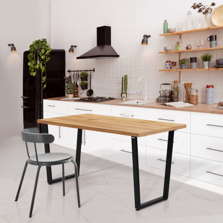 Стол Уэльс (1300х800), ЛДСП Дуб золотой крафт / Металлокаркас Черный