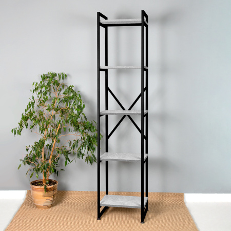 Стеллаж Лофт CH-2, ЛДСП Бетон / Металлокаркас Черный