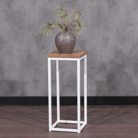 Подставка декоративная 210x210x500, ЛДСП Дуб табачный крафт / Металлокаркас Белый