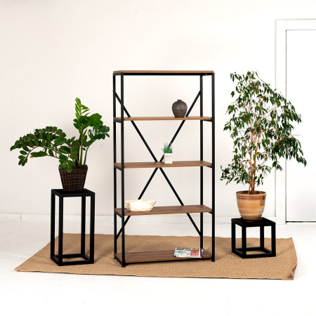 Стеллаж Лофт СН-1, ЛДСП Дуб табачный крафт / Металлокаркас Черный